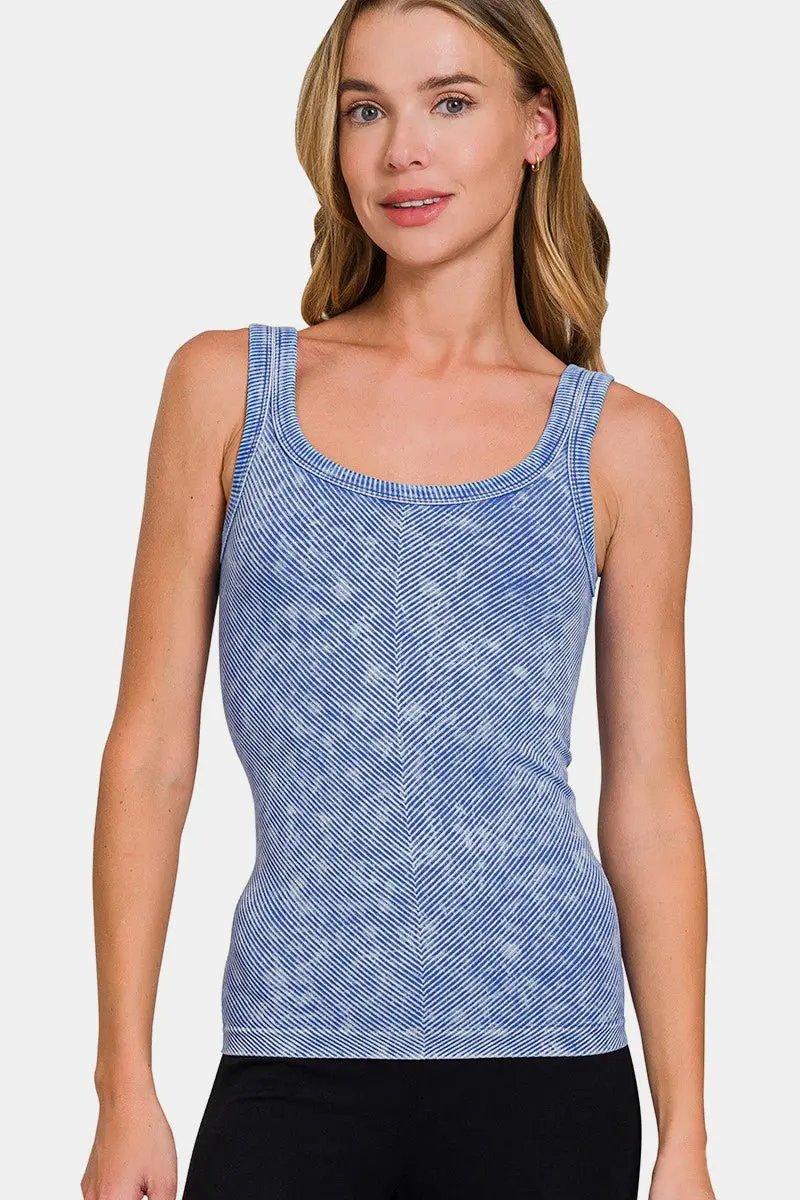 Zenana Ribbed Scoop Neck Tank for Everyday Comfort - Love Salve